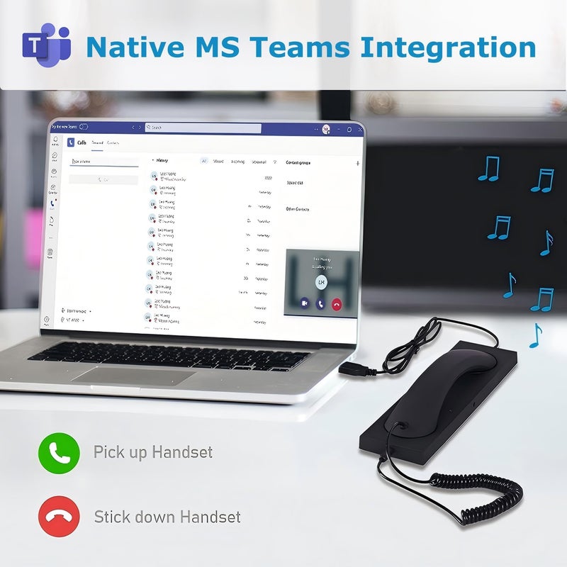 VT Wired USB Handset for PC, Plug and Play for MS Teams,3CX,Genesys,Bria,Avaya Workplace,Cisco Jabber,GoogleMeet, Zoom,etc - Image 2